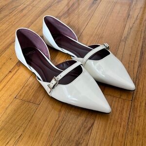 White Franco Sarto Women's Holly Pointed Toe D'Orsay Ballet Flat